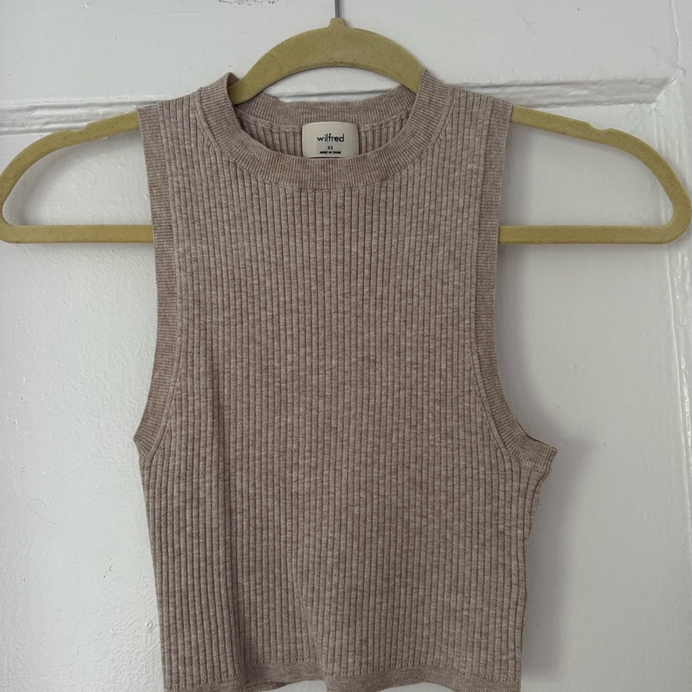 Wilfred Brown Ribbed Crop Muscle Tee